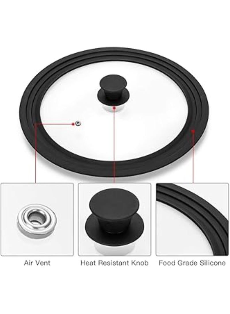 Bukela Universal Lid for Pots And Pans,Heat Resistant Food Safe Skillet Lid With Silicone Rims And Steam Vented,Silicone Universal Lid Fits All 24 To 28cm Diameter Cookware,Dishwasher Safe,Gray - Image 3